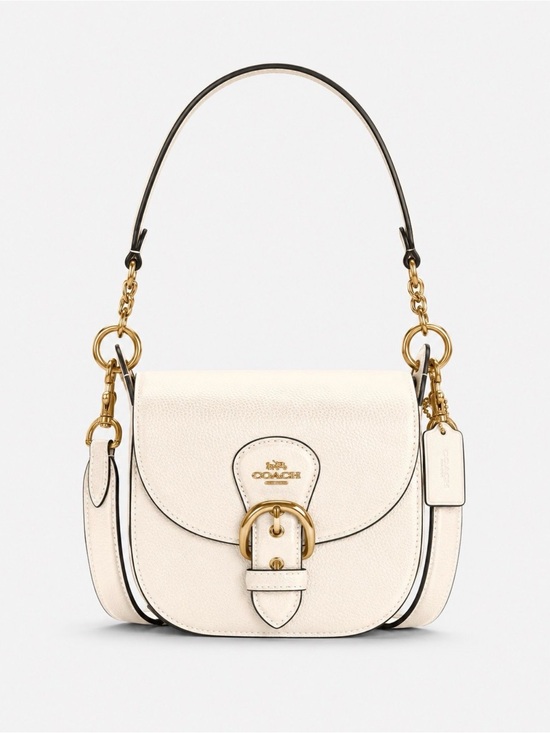 Coach Handbags - Coach Cream Leather Saddle Bag with Gold Hardware